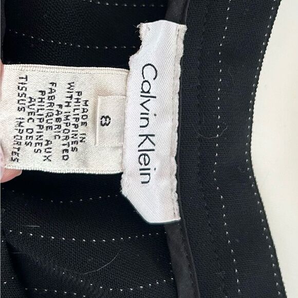 Calvin Klein Black Pinstripe Suit Blazer Size 4 Pants Size 8 - Picture 13 of 16